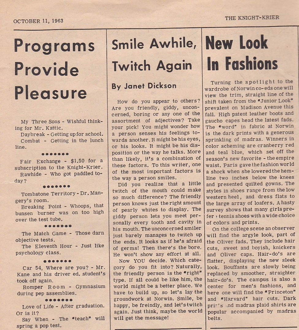 Knight-Krier — October 1963 Highlights scanned page